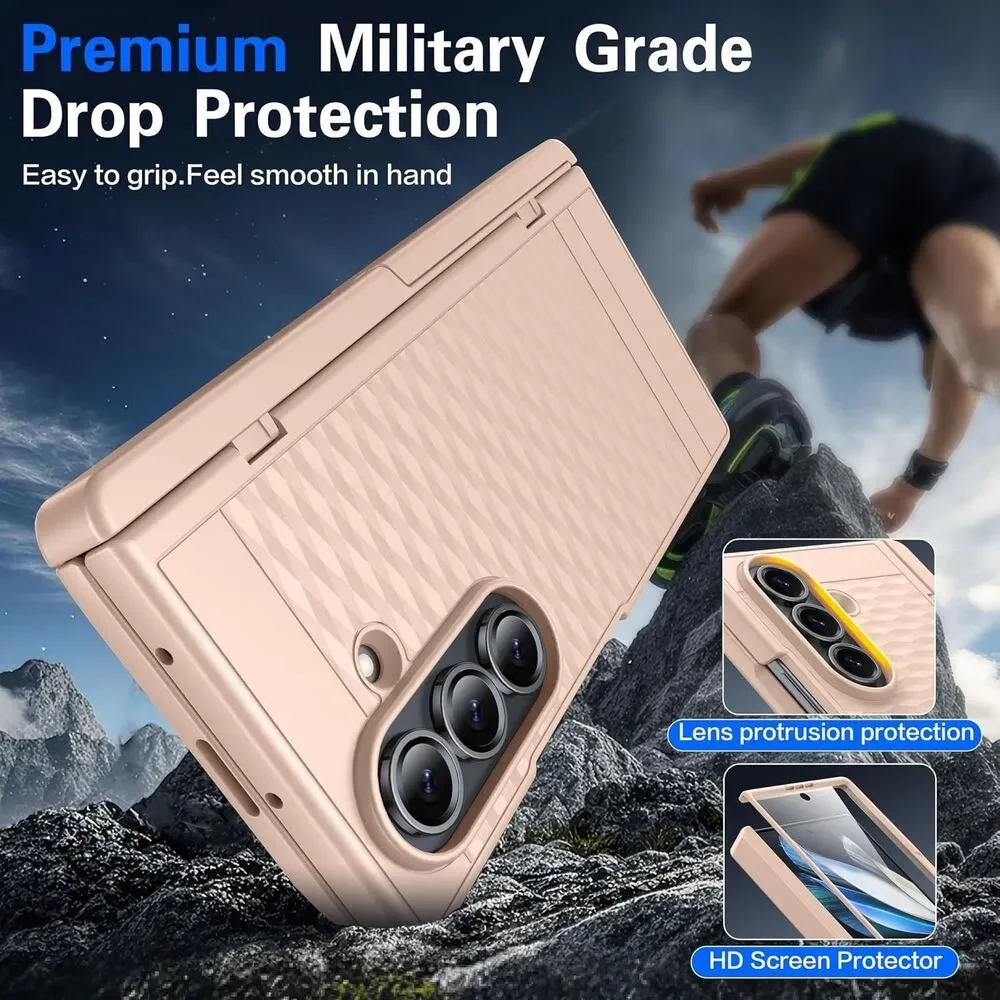 Samsung Galaxy Z Fold 7 MagSafe Case Screen Protector Hinge Kickstand Gold
